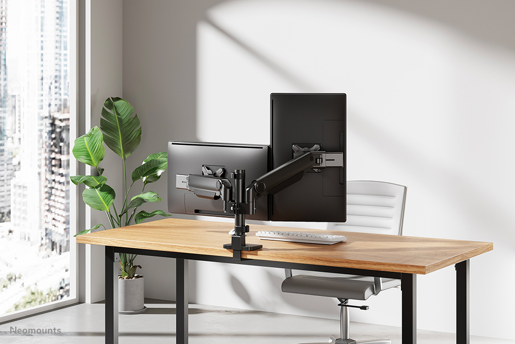 Neomounts DS65S-950BL2 Monitorarm 24-34" - Gasfeder - Topfix - mehrfach verstellbar - 180°-Stopp